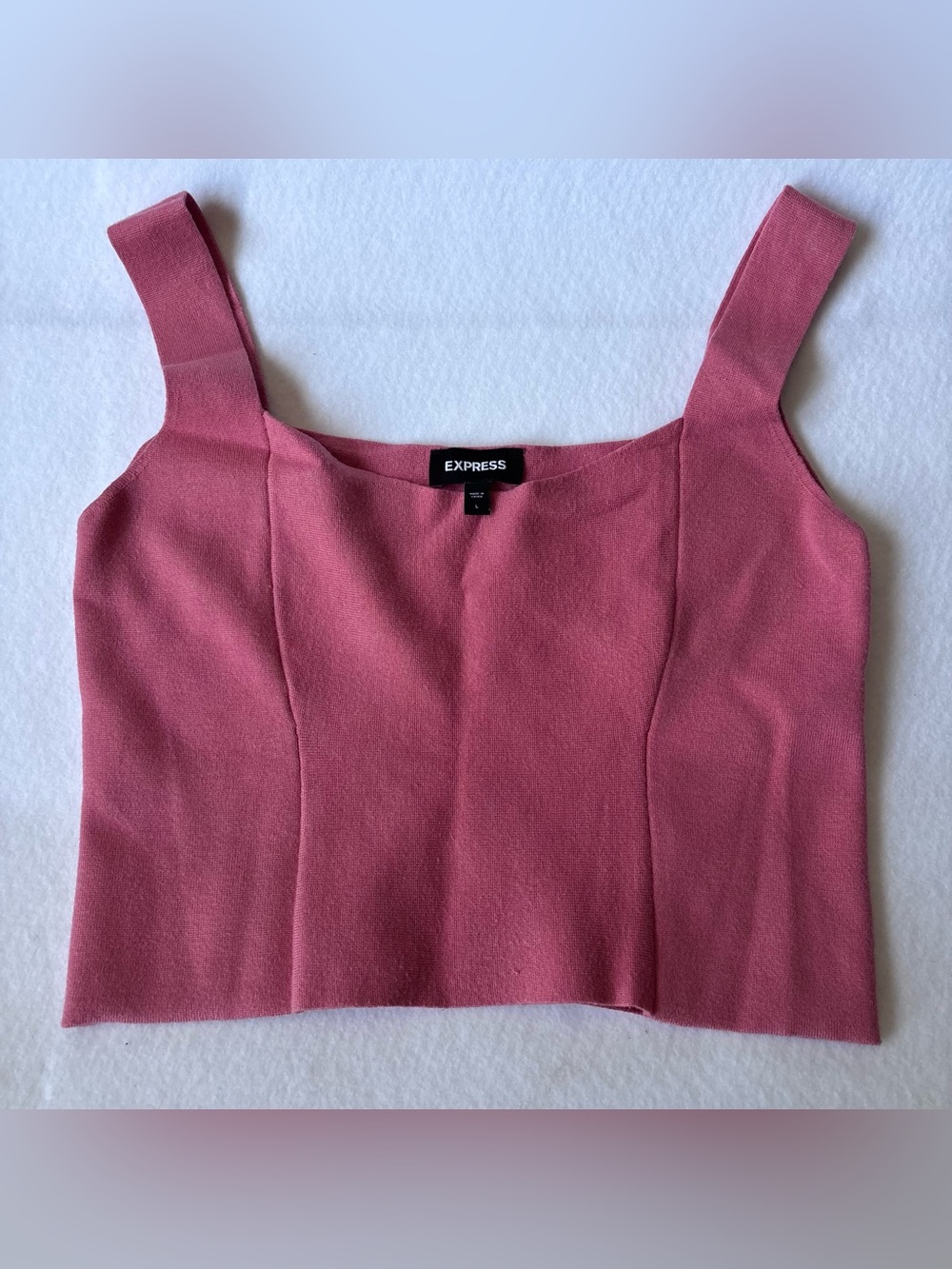 Express Dusty Pink Square Neck Sweater Knit Cropped Tank Top Size L